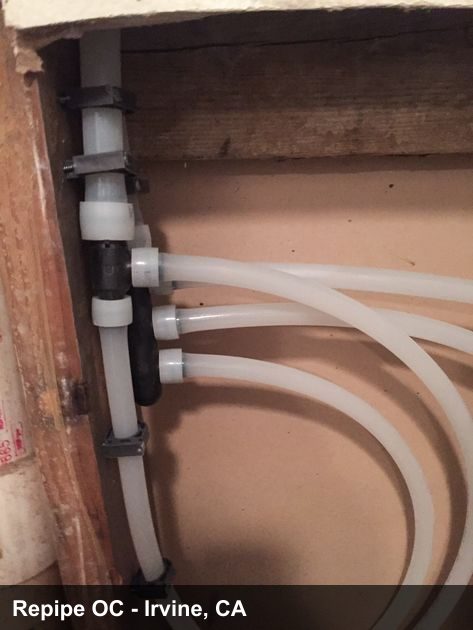 Repipe project photo - Irvine, CA home pipes before or after replacement by Repipe OC
